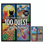 100 QUEST Number Coloring Book Set – Squares + Triangles + Hexagons + Circles (Black Background)