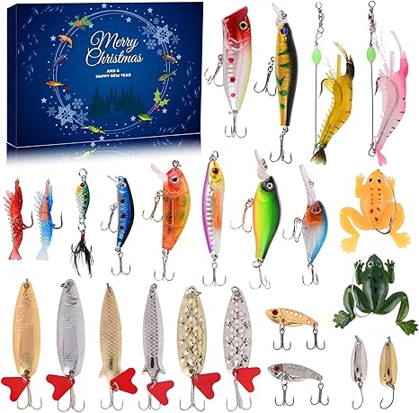2025 Christmas Advent Calendar, Fishing Gear Set, Lures, Fun Fishing