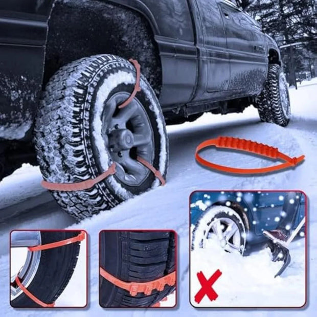 Reusable Car Snow Chains | Universal Adjustable Emergency Snow Tire Chain for Cars