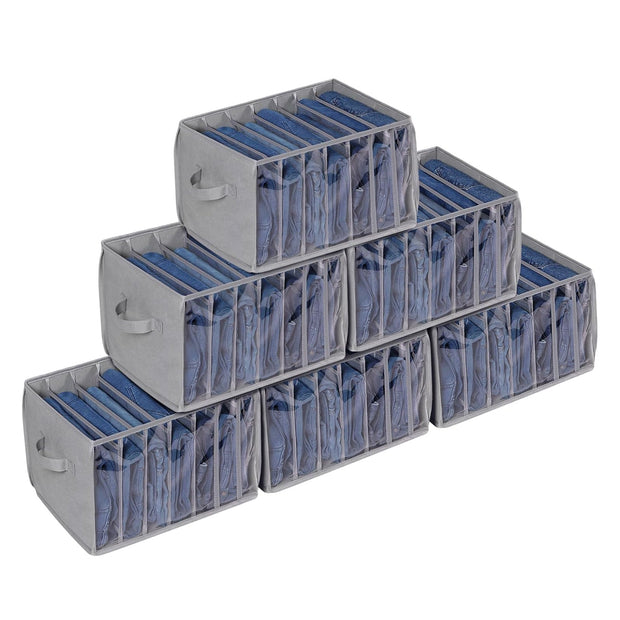 Upgraded Closet Clothes Organizer | 7-Compartment Transparent Pants Divider
